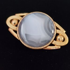 MONOCRAFT (early Monet) Art Deco Agate Brooch 1930's Collar Lapel